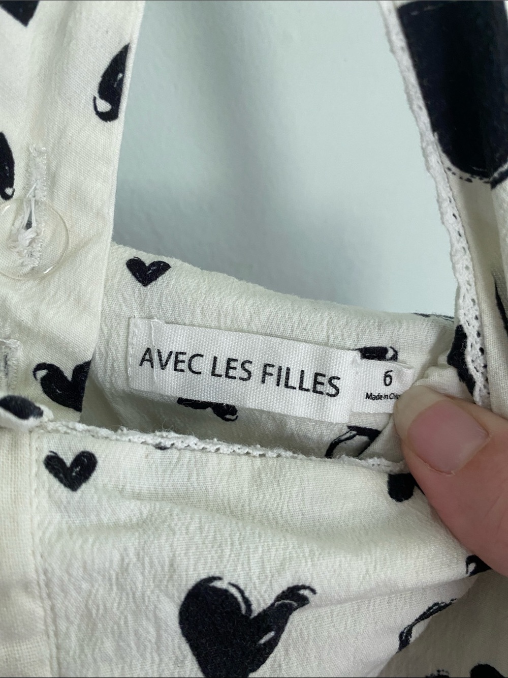 Avec Les Filles Women’s White Midi Dress with Black Heart Print Size 6 - Picture 9 of 11